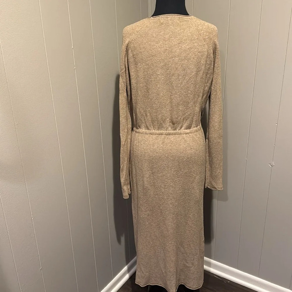 Jolie super stretch finely ribbed knit cashmere blend tie waist midi. Small - Picture 4 of 6
